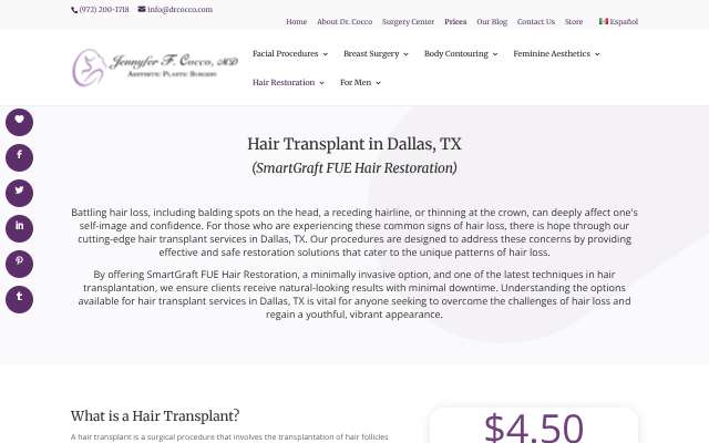 Page cited for Dr. Jennyfer F. Cocco, MD Plastic Surgery (Dallas)