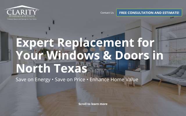 Clarity Windows and Doors's page as the assistant saw it