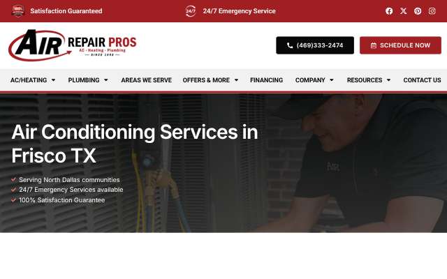 Air Repair Pros's page as the assistant saw it