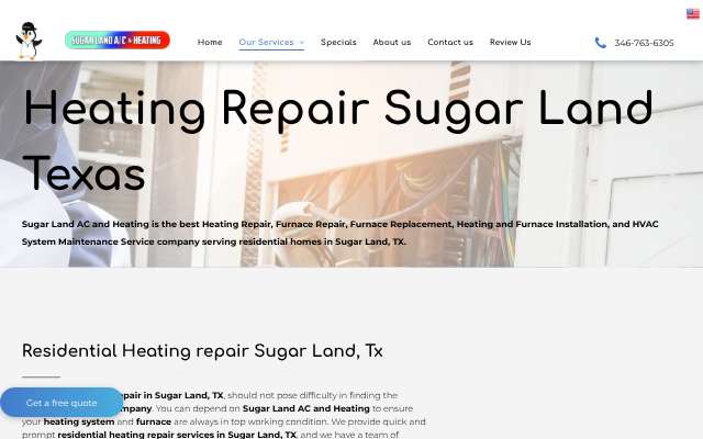 Sugar Land AC and Heating's page as the assistant saw it