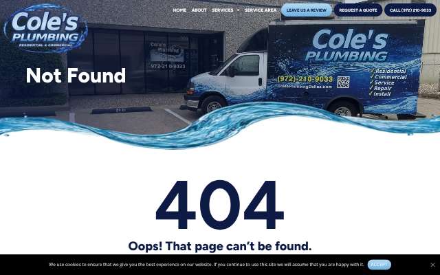 Page cited for Cole's Plumbing