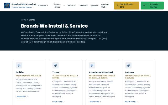 Family First Comfort's page as the assistant saw it