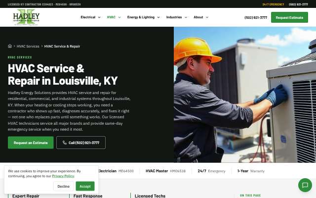 Hadley Energy Solutions's page as the assistant saw it