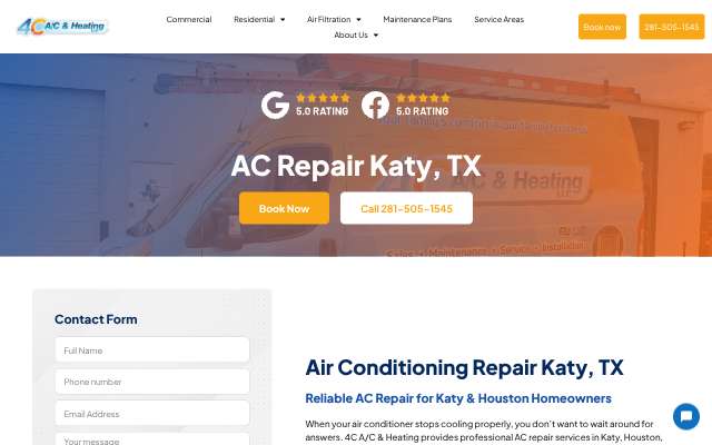 4C AC & Heating's page as the assistant saw it