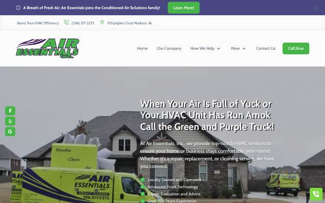 Air Essentials, Inc.'s page as the assistant saw it