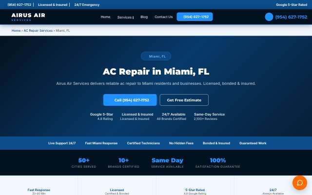 Airus Air Services's page as the assistant saw it