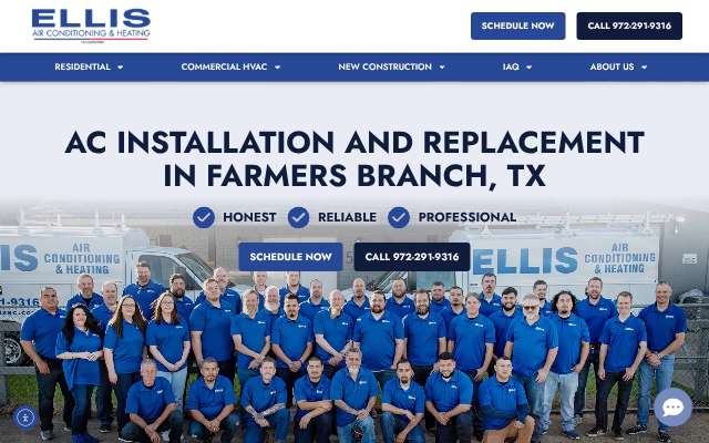Ellis Air Conditioning and Heating's page as the assistant saw it