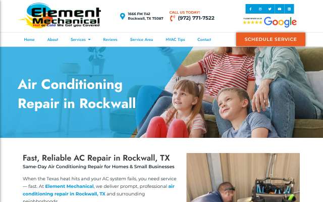 Element Mechanical's page as the assistant saw it