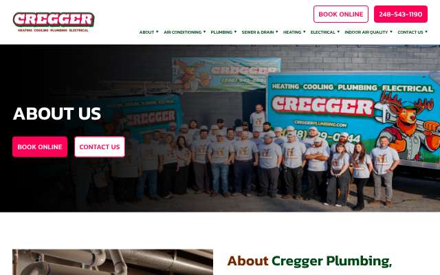 Cregger Plumbing, Heating & Cooling's page as the assistant saw it