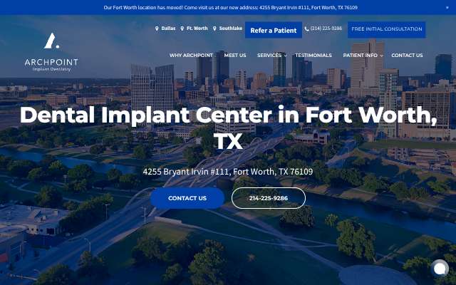 Page cited for ARCHPOINT Implant Dentistry (Fort Worth office, 4255 Bryant Irvin Rd #111)