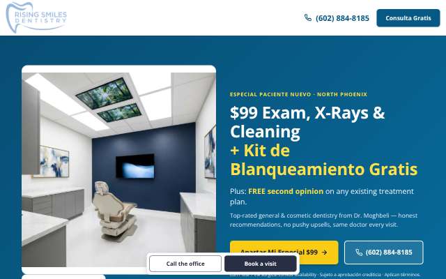 Rising Smiles Dentistry's page as the assistant saw it