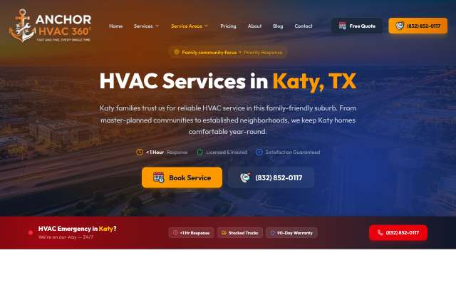 Anchor HVAC 360's page as the assistant saw it