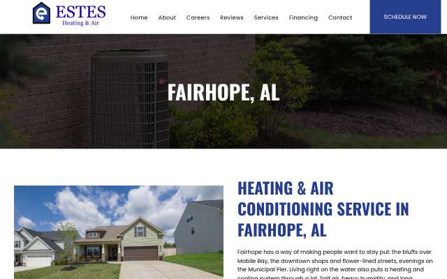 Estes Heating & Air's page as the assistant saw it