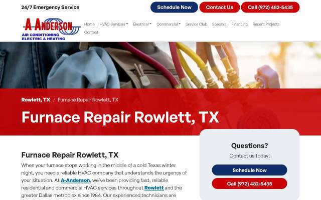 A-Anderson Air Conditioning's page as the assistant saw it