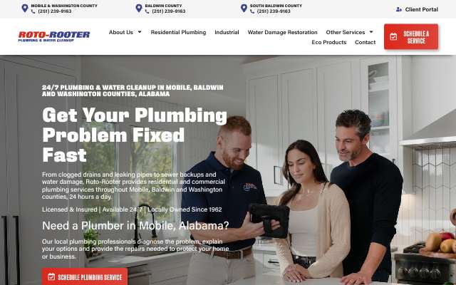 Roto-Rooter Plumbing & Water Cleanup's page as the assistant saw it