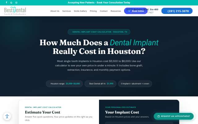 Best Dental's page as the assistant saw it