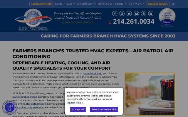 Air Patrol Air Conditioning's page as the assistant saw it