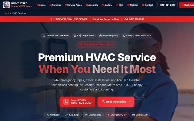 HVAC247PRO's page as the assistant saw it