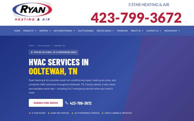 Ryan Heating & Air's page as the assistant saw it