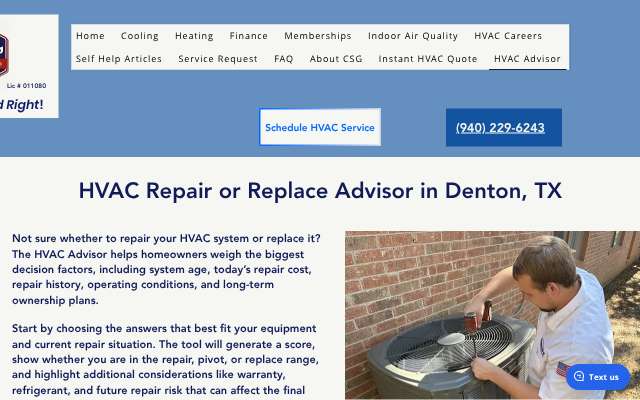 Cogburn’s Heating & Air Conditioning's page as the assistant saw it