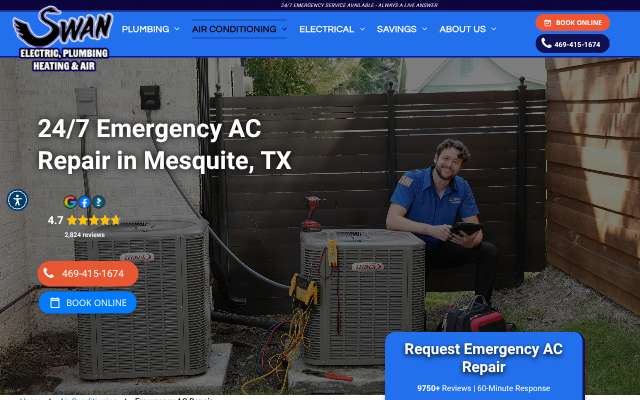 Swan Electric, Plumbing, Heating & Air's page as the assistant saw it