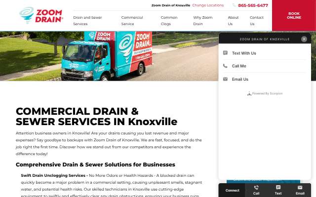 Page cited for Zoom Drain of Knoxville