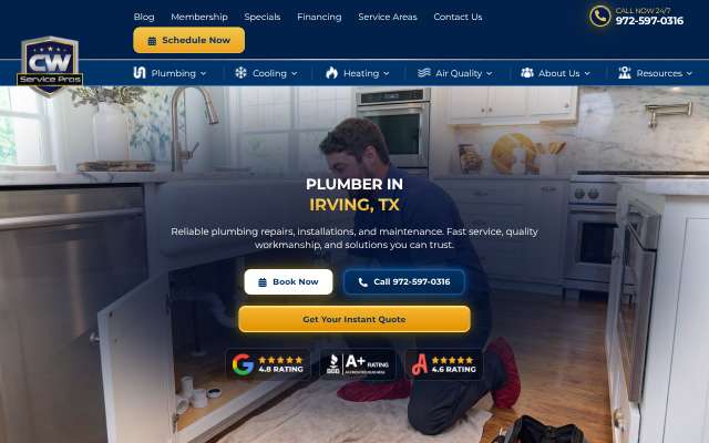 CW Service Pros's page as the assistant saw it