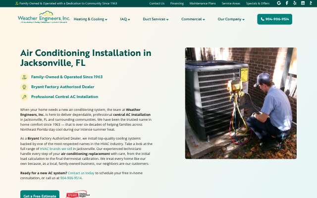 Weather Engineers, Inc.'s page as the assistant saw it