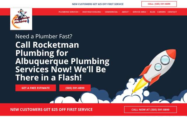Rocketman Plumbing's page as the assistant saw it