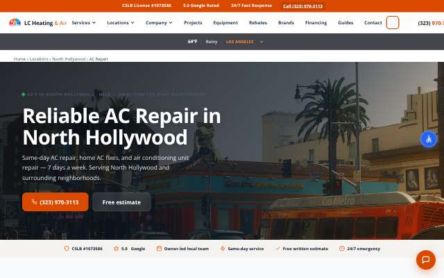 LC Heating & Air's page as the assistant saw it