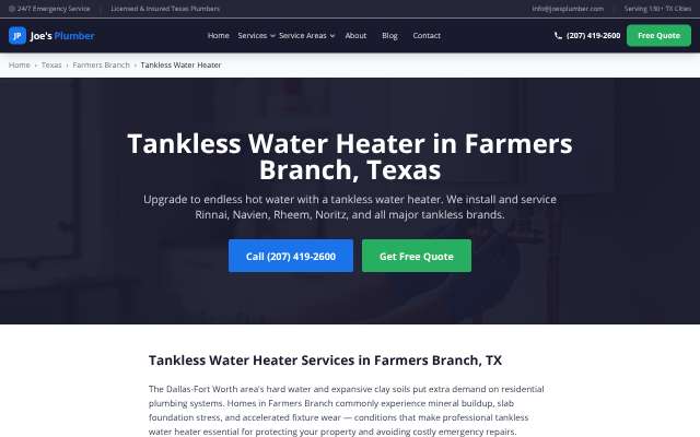 Joe's Plumber's page as the assistant saw it