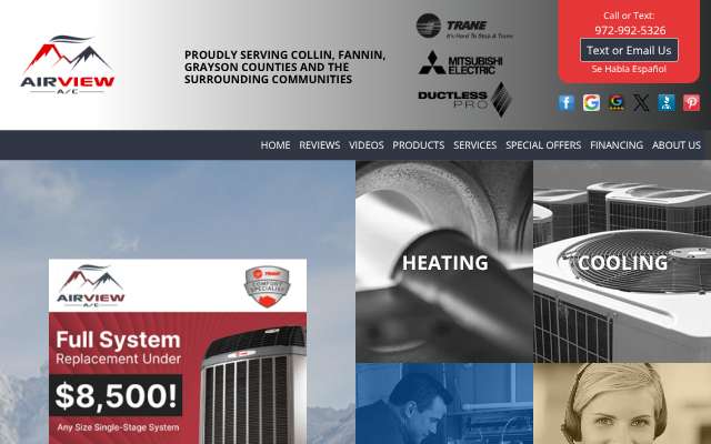 Airview AC's page as the assistant saw it