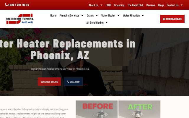 Rapid Rooter Plumbing and Air's page as the assistant saw it