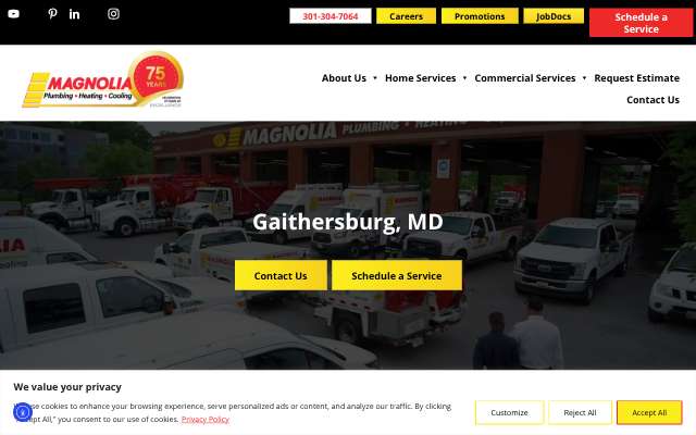 Magnolia Plumbing, Heating & Cooling's page as the assistant saw it