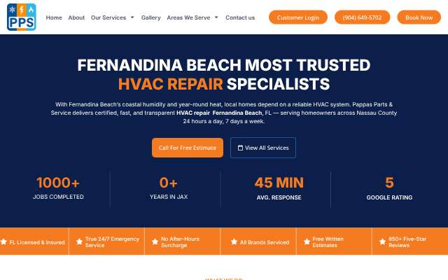 Pappas Parts & Service's page as the assistant saw it