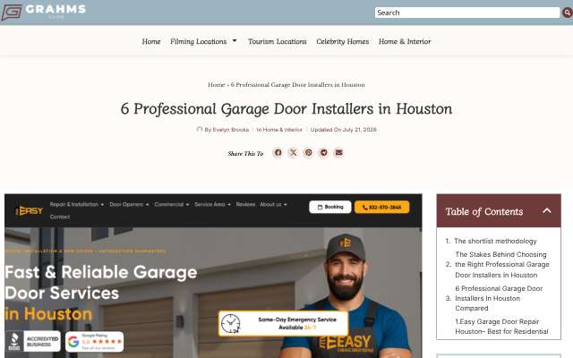 Easy Garage Door Repair's page as the assistant saw it