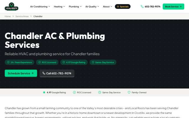 Local Roots's page as the assistant saw it