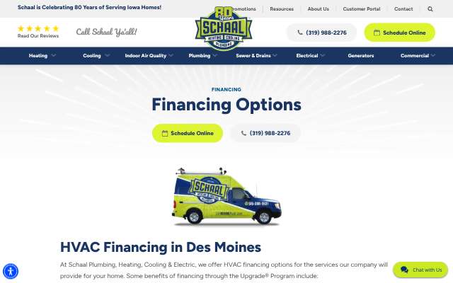 Schaal Plumbing, Heating and Cooling's page as the assistant saw it