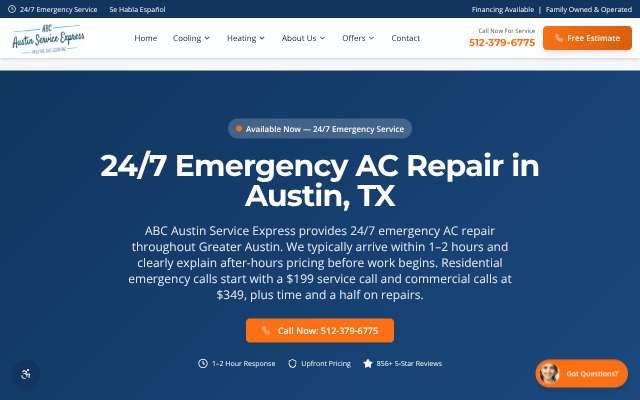 ABC Austin Service Express's page as the assistant saw it