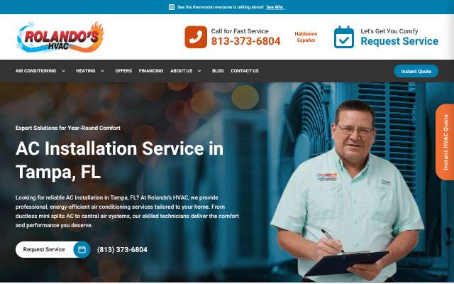 Rolando's HVAC's page as the assistant saw it