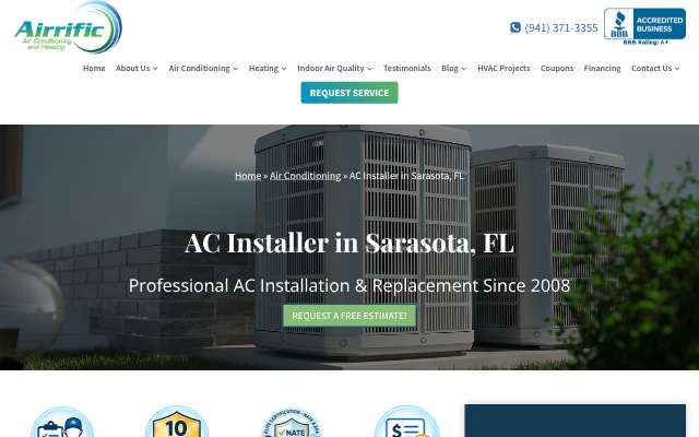 Airrific Air Conditioning and Heating's page as the assistant saw it