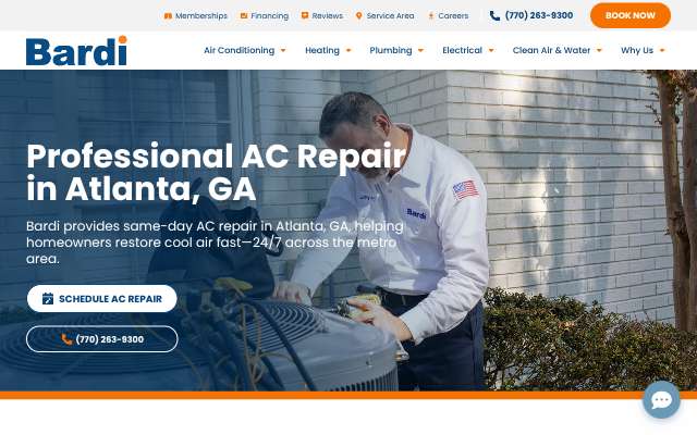 Bardi Heating, Cooling, Plumbing, Electrical's page as the assistant saw it