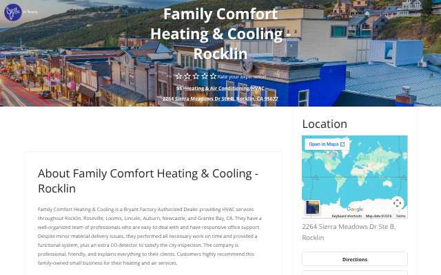 Family Comfort Heating & Cooling's page as the assistant saw it
