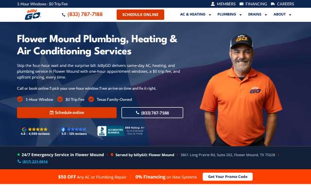 billyGO Air Conditioning & Plumbing's page as the assistant saw it