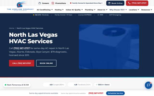 The Cooling Company's page as the assistant saw it