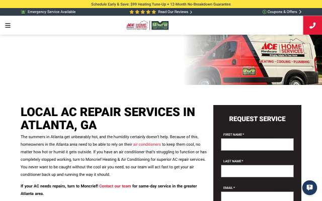 Page cited for Moncrief Heating & Air Conditioning