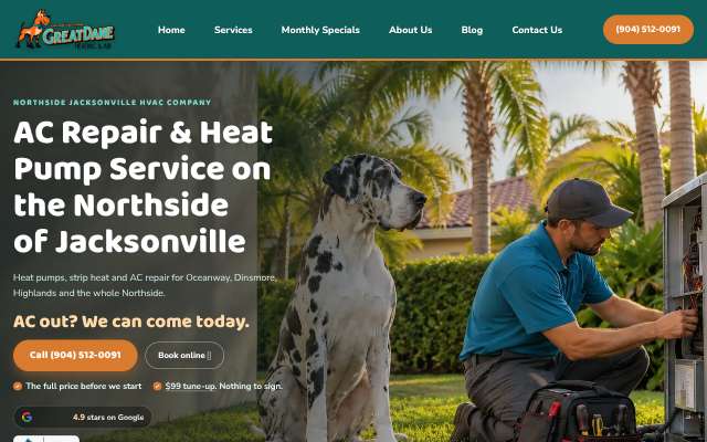 Great Dane Heating & Air's page as the assistant saw it