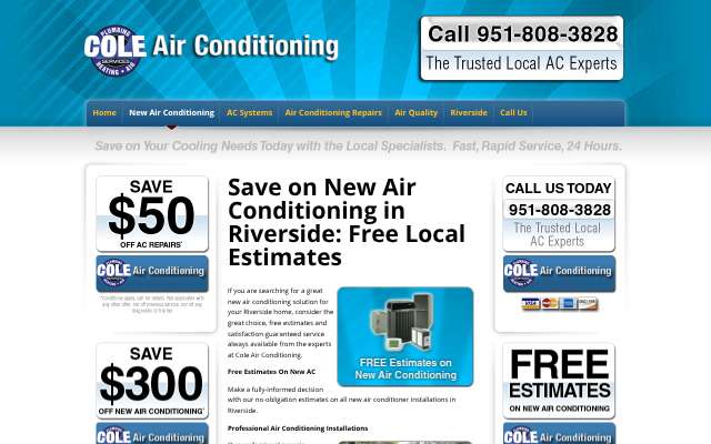 Cole Air Conditioning's page as the assistant saw it