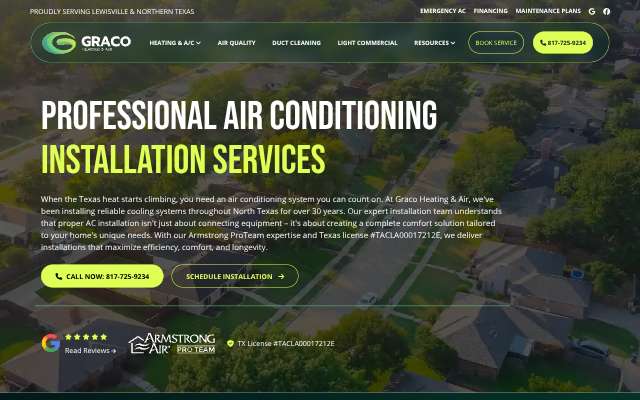 Graco Heating & Air's page as the assistant saw it