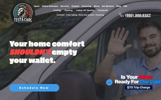 Testa Care Heating and Air's page as the assistant saw it
